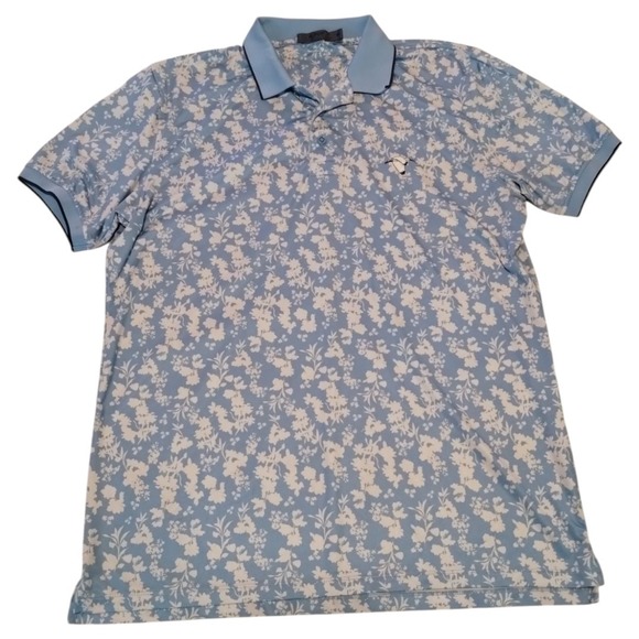 G/Fore Blossom‎ Rib Collar Tech Golf Polo Shirt - Cielo Men's M Stretch - Picture 1 of 6